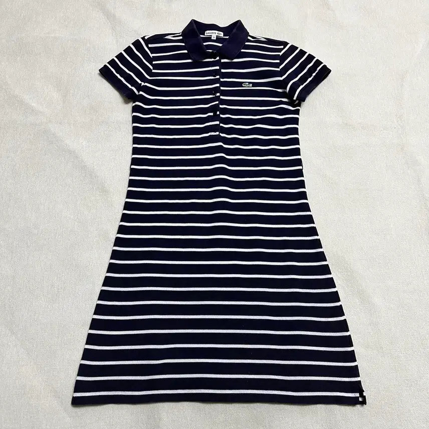 [BUNJANG] Lacoste Striped Short Sleeve Dress Navy / 라코스테 단가라 반팔 원피스 네이비 36
