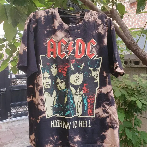 [BUNJANG] AC/DC Highway to Hell Band T-Shirt Black Tie-Dye / AC/DC Highway to Hell 밴드 티