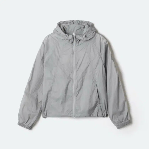 [BUNJANG] SPAO Light Sheer Hooded Crop Windbreaker Gray / (새상품) 스파오 라이트 시어 후드 크롭 윈드브레이커 바람막이 그레이