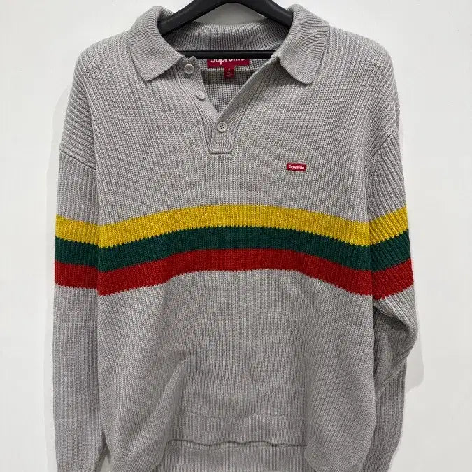 [BUNJANG] Supreme Small Box Polo Sweater Grey / [M] 슈프림 스몰 박스 폴로 스웨터 그레이