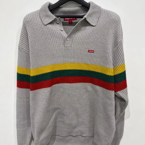 [BUNJANG] Supreme Small Box Polo Sweater Grey / [M] 슈프림 스몰 박스 폴로 스웨터 그레이