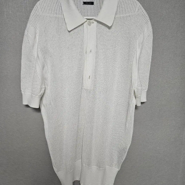 [BUNJANG] Tom Ford Knit Short-Sleeve Polo Shirt White / 톰포드 니트 반팔 카라티 화이트