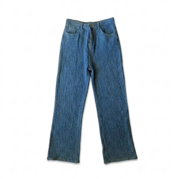 [BUNJANG] Yellow Tang Vintage Waffle Jacquard Denim Pants - Indigo Blue (Size M) / 빈티지 와플 자카드 데님 M 사이즈 인디고블루