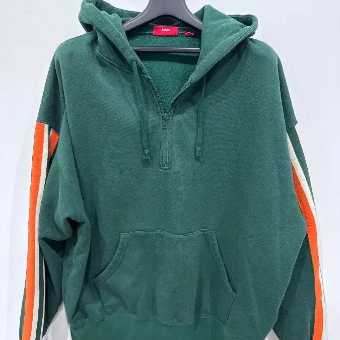[BUNJANG] Supreme Half Zip-Up Sweatshirt Dark Green / [L] 슈프림 하프 집후드 스웻셔츠 다크 그린