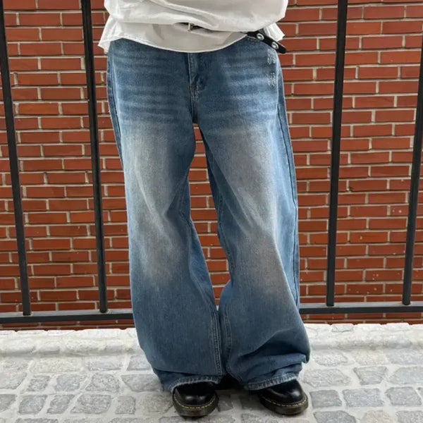 [BUNJANG] Avely Barrel Wide Denim Pants / 에이블리 배럴 와이드 데님 팬츠