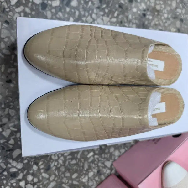 [BUNJANG] Italian Leather Crocodile Pattern Mules / 이태리가죽 와니 뮬