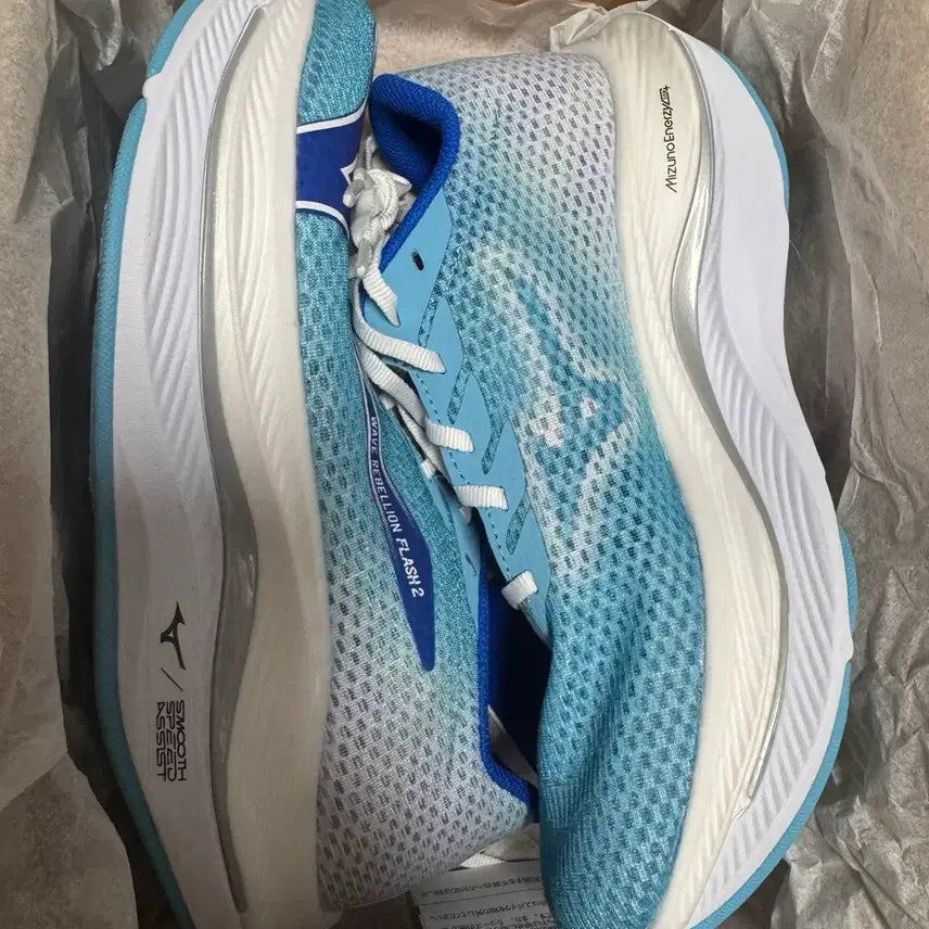 [BUNJANG] Mizuno Wave Rebellion Flash 2 Blue Running Shoes 250 Wide / 미즈노 웨이즈 리벨리온 플래시2 블루 250 (공용) 와이드