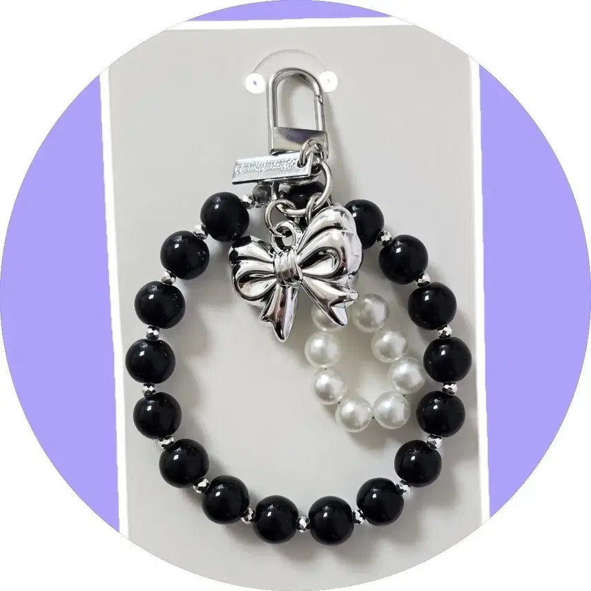 [BUNJANG] Pearl and Ribbon Charm Keychain / 진주 리본 키링
