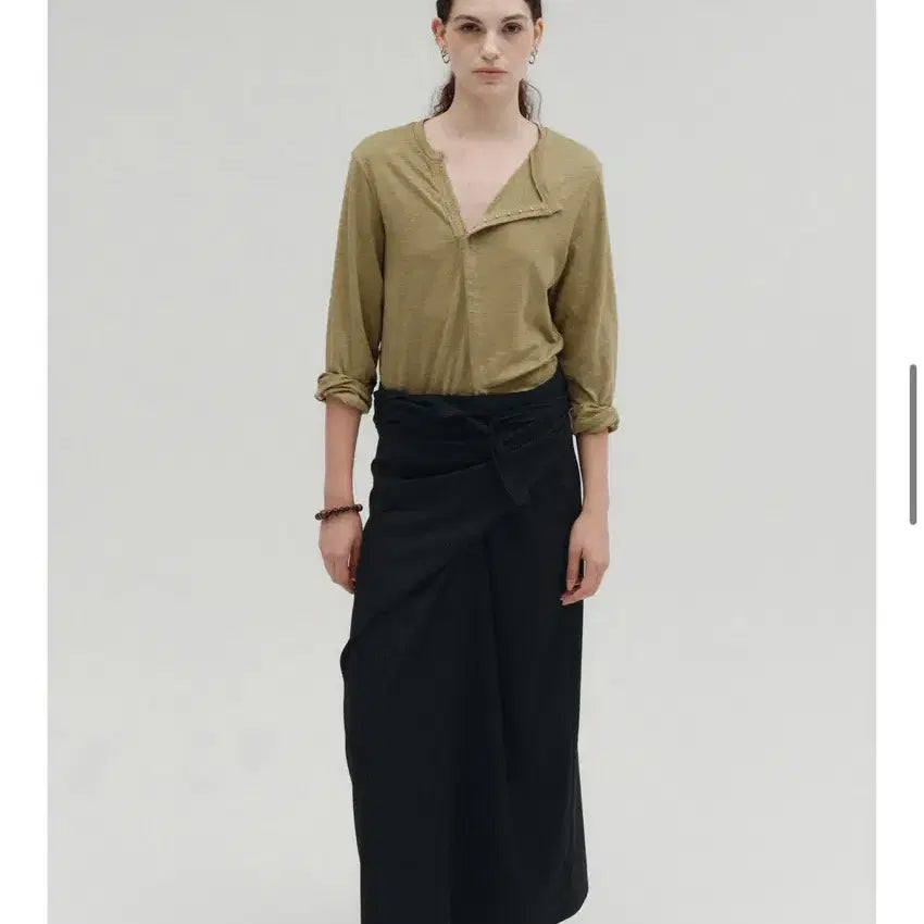 [BUNJANG] Salty Pebble Stripe Wrap Skirt / 솔티페블 스트라이프 랩 스커트