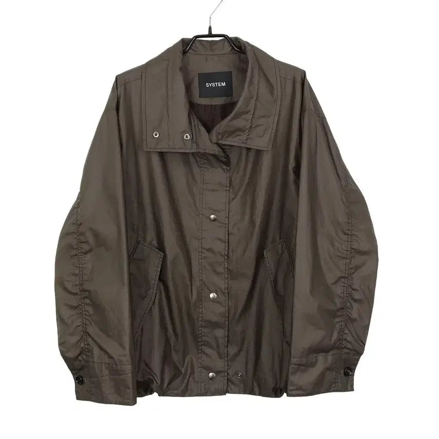 [BUNJANG] System High Neck Drawstring Jumper (Brown, Women's 55) / 시스템 SYSTEM 하이넥 드로우 스트링 점퍼 여성55