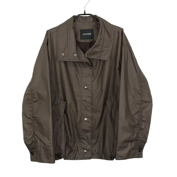 [BUNJANG] System High Neck Drawstring Jumper (Brown, Women's 55) / 시스템 SYSTEM 하이넥 드로우 스트링 점퍼 여성55
