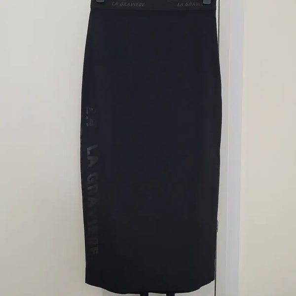 [BUNJANG] TIME by Handsome Black Nylon Spandex Banding H-Line Long Skirt / 한섬 타임 TIME 라그라비에르 블랙 나일론 스판 밴딩 스커트 44~55