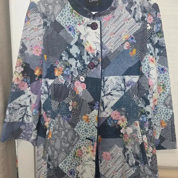 [BUNJANG] Seria Patchwork Floral Jacket (Size 66) / 고급 인견 시원가볍 자켓 거의새제품 66사이즈