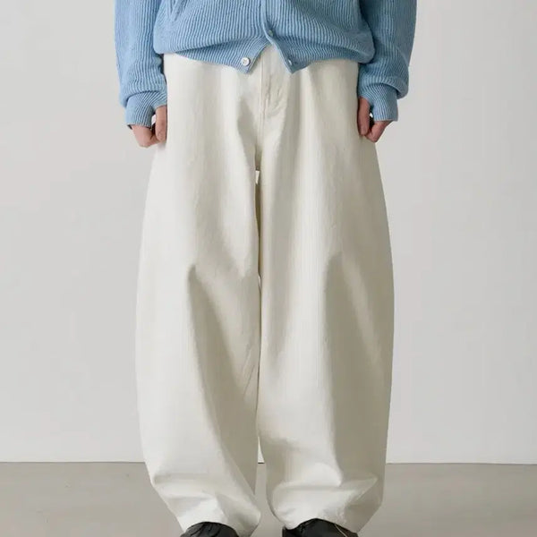 [BUNJANG] Known Wide Curved Denim Pants White / 노운 와이드 커브드 데님 팬츠 화이트