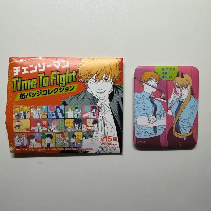 [BUNJANG] Chainsaw Man Jump Shop Square Can Badge Denji Power / 체인소맨 점프샵 스퀘어 캔뱃지 덴지 파워