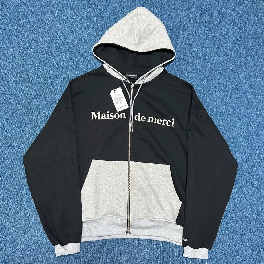 [BUNJANG] Maison de Merci Two-Tone Color Block Hoodie Zip-Up (Size L) / 메종드메르시 후드집업 L 새상품