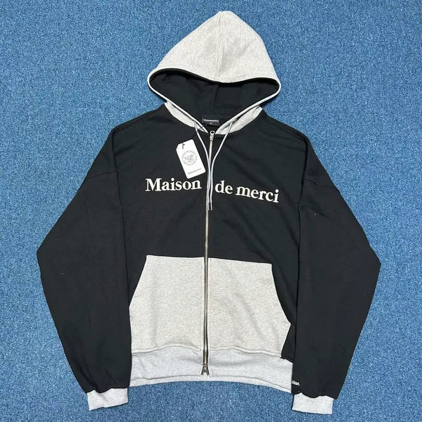 [BUNJANG] Maison de Merci Two-Tone Color Block Hoodie Zip-Up (Size L) / 메종드메르시 후드집업 L 새상품
