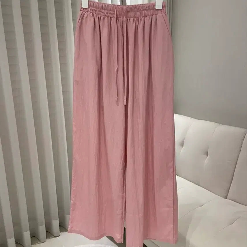 [BUNJANG] Summer Wide-Leg Pants (Pink) / 썸머 밴딩 팬츠(핑크)