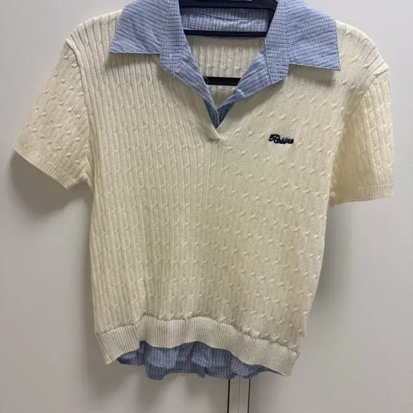 [BUNJANG] Real Coco Ivory Shirt-Collar Knit / 리얼코코 아이보리 셔츠형 니트