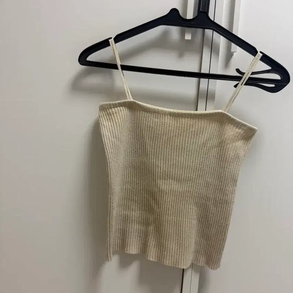 [BUNJANG] Beige Knit Sleeveless Top / 니트 나시 베이지