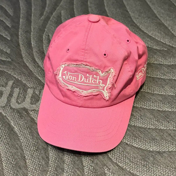 [BUNJANG] Bonder Chi Y2K Distressed Pink Ball Cap / 본더치 y2k 데미지 핑크 볼캡 모자