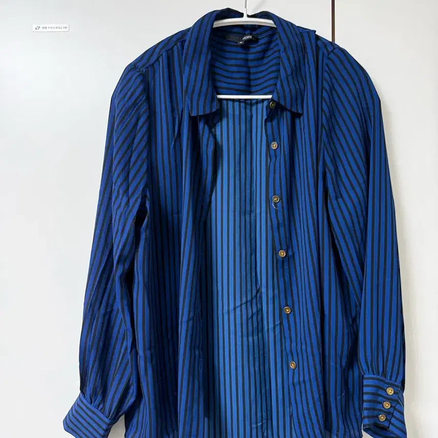 [BUNJANG] MIXXO Blue Stripe Shirt M / MIXXO 미쏘 블루 스트라이프 셔츠 M