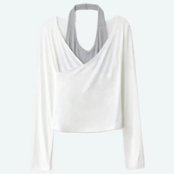 [BUNJANG] Ondemine Layered Top T-Shirt (Ivory) / 온드민 레이어드 탑 티셔츠 (아이보리)