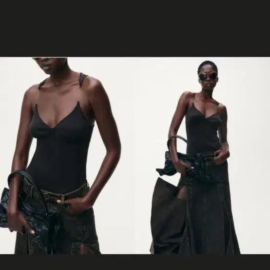 [BUNJANG] H&M x Glenn Martens Black Sleeveless Top / H&M X 글렌마틴스 블랙 슬리브리스