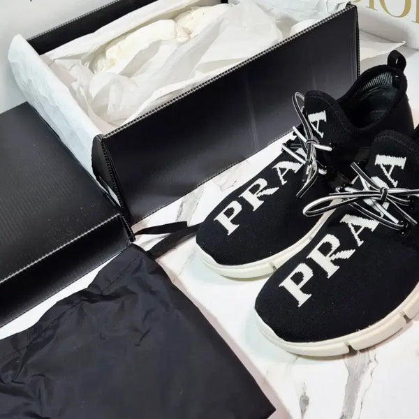 [BUNJANG] Prada Logo Knit Women's Sneakers Size 35.5 / (정품) 프라다 로고 니트 여성 스니커즈 35.5