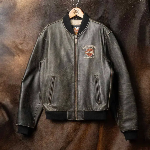 [BUNJANG] Harley-Davidson 1999 Cow Leather Varsity Jacket / [108] 90s 할리데이비슨 카우 레더 바시티 자켓
