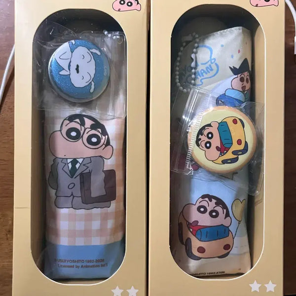[BUNJANG] Crayon Shin-chan Folding Umbrella & Badge Set (Unsealed New) / (미개봉 새상품) 짱구 접이식 양우산 뱃지 세트