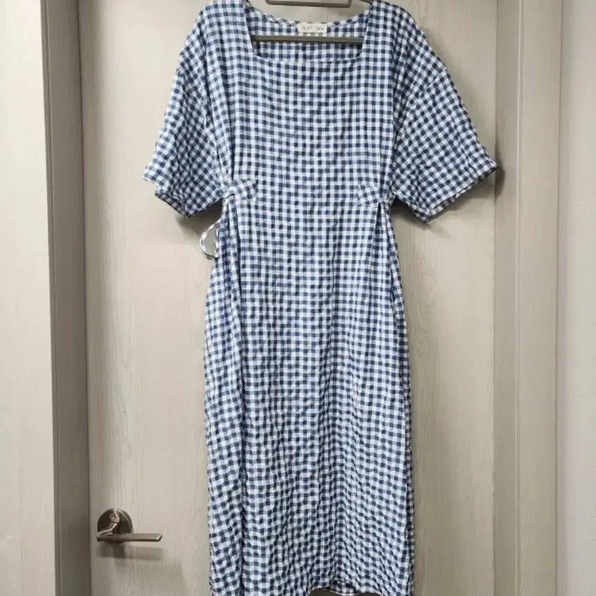 [BUNJANG] Blue Check Pattern Long Dress / 체크무늬 원피스 롱 원피스