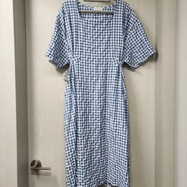[BUNJANG] Blue Check Pattern Long Dress / 체크무늬 원피스 롱 원피스