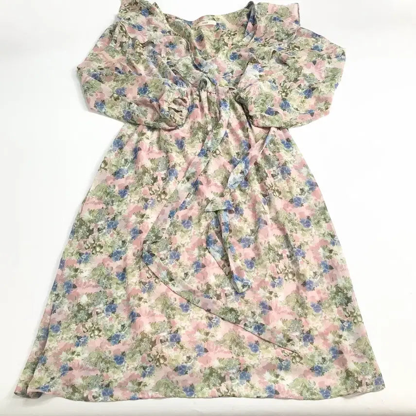 [BUNJANG] Women's Floral Pattern Wrap Dress / 여성 플로럴 패턴 랩 원피스