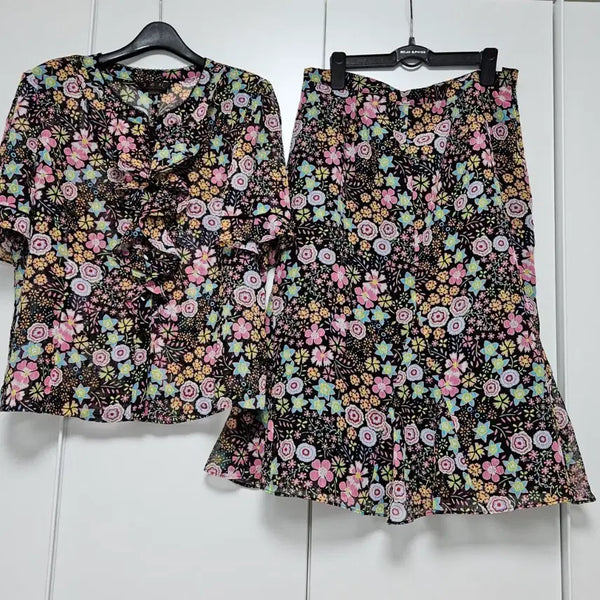 [BUNJANG] Josunhee Flower Pattern Two-Piece Set / (새상품) 조순희 플라워 패턴 투피스 (97, 81)