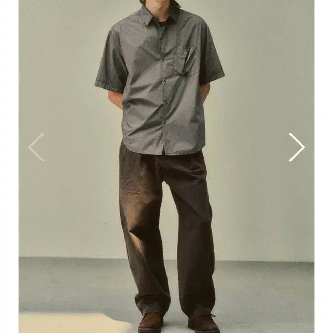 [BUNJANG] ART IF ACTS Garment Dyed Half Shirt Charcoal XL / 아트이프액츠 가먼트 다잉 반팔셔츠 챠콜 XL