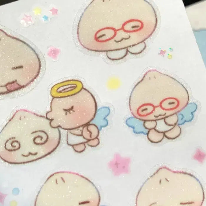 [BUNJANG] Pingroo Angel Mandu Friends Kiss Cut Stickers / 핑루 천사만두 친구들 키스컷