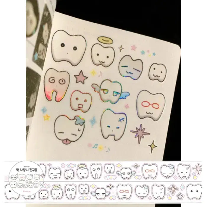 [BUNJANG] Pingru Park Tooth Friends Kiss Cut Stickers / 핑루 박 사랑니 친구들 키스컷