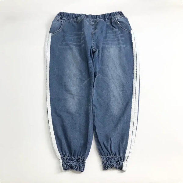 [BUNJANG] Jeans Jogger Pants with Sideline Detail / 청바지 조거 팬츠 사이드라인 포인트