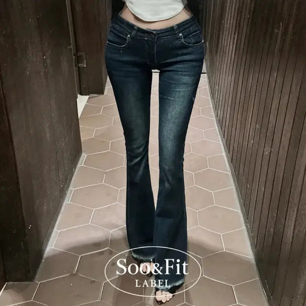 [BUNJANG] SUE&FIT Self-Produced Filler Denim Low-Waist Bootcut Jeans / 수앤핏 made 자체제작 필러데님 골반패드 로우웨스트 부츠컷 청바지