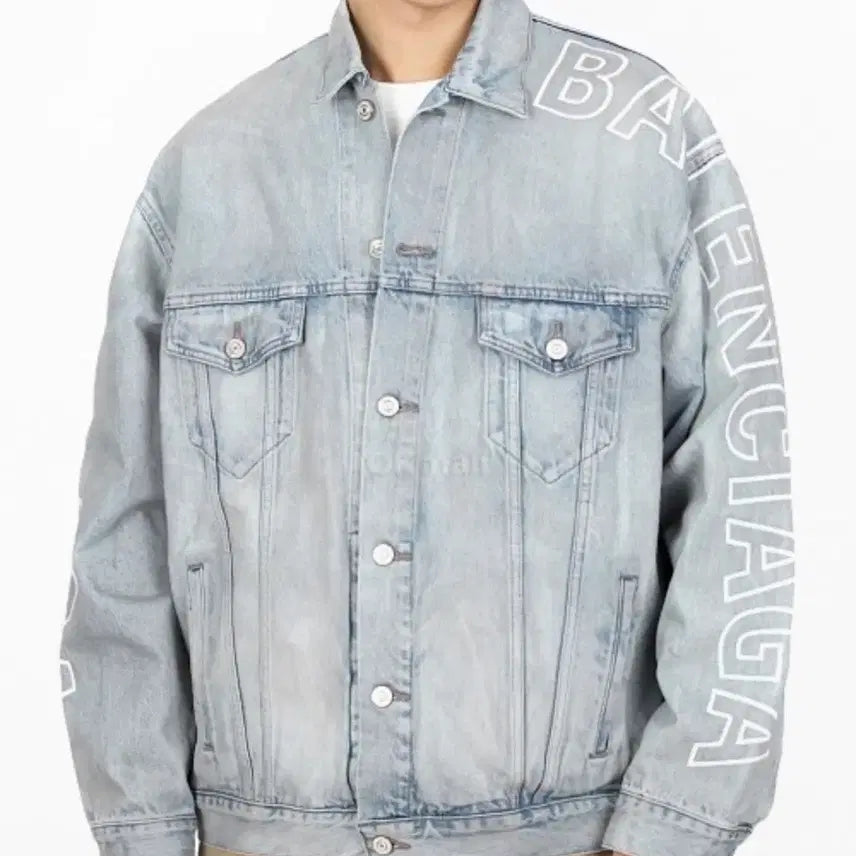 [BUNJANG] Balenciaga Embroidered Logo Denim Jacket / 발렌시아가 자수로고 데님 자켓