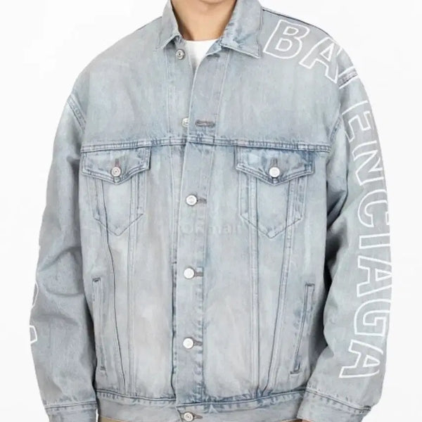 [BUNJANG] Balenciaga Embroidered Logo Denim Jacket / 발렌시아가 자수로고 데님 자켓