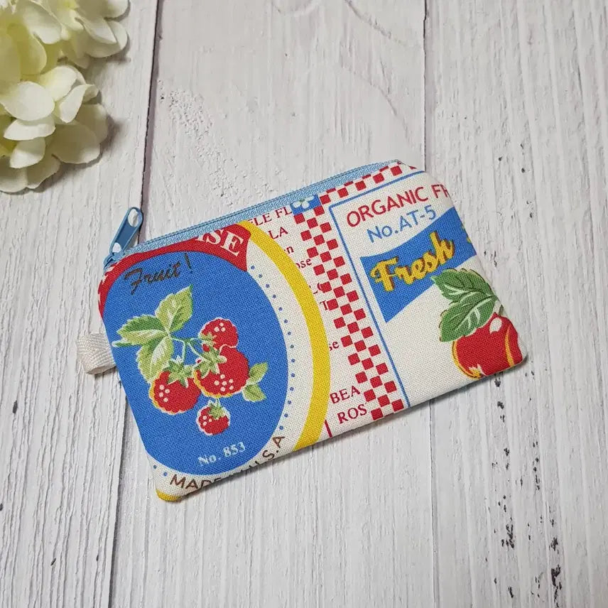 [BUNJANG] Handmade Fruits Frame Card Wallet Pouch (Blue) / {핸드메이드} 후르츠 프레임 카드지갑 파우치 (블루)