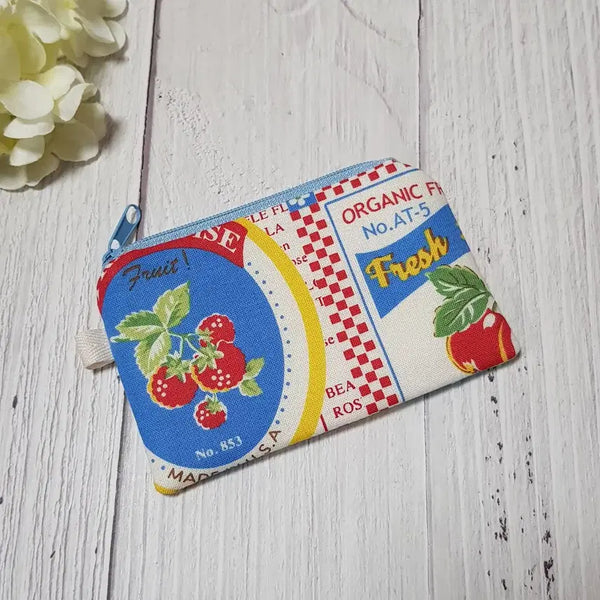 [BUNJANG] Handmade Fruits Frame Card Wallet Pouch (Blue) / {핸드메이드} 후르츠 프레임 카드지갑 파우치 (블루)
