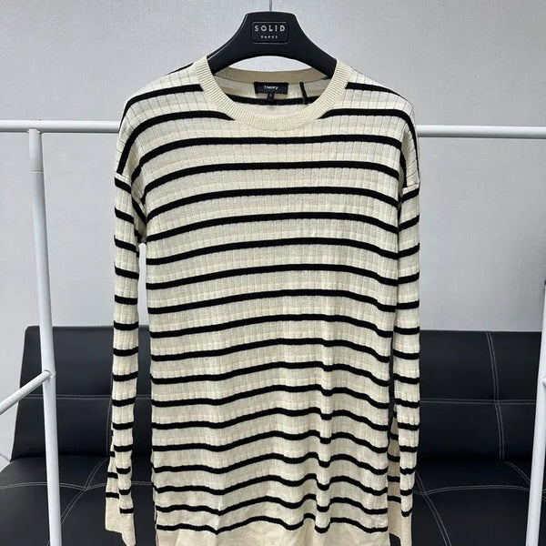 [BUNJANG] Theory Homme Ivory Stripe Knit (Size 95) / 사이즈 95) 띠어리옴므 아이보리 스트라이프 니트