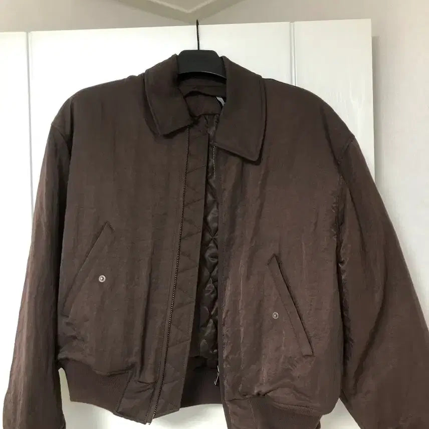 [BUNJANG] Noir Heavy Nylon Padded Cropped Blouson Burgundy 48 / 노이어 헤비 나일론 패디드 크롭 블루종 버건디 48
