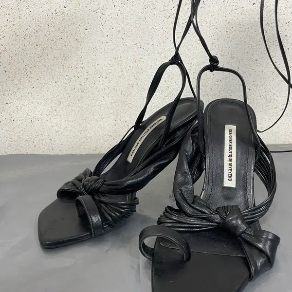 [BUNJANG] My Eyeko Black Strappy Gladiator Heeled Sandals / (36)샌들.스트랩.힐.구두.글래디에이터.myeyeko.마이아이코