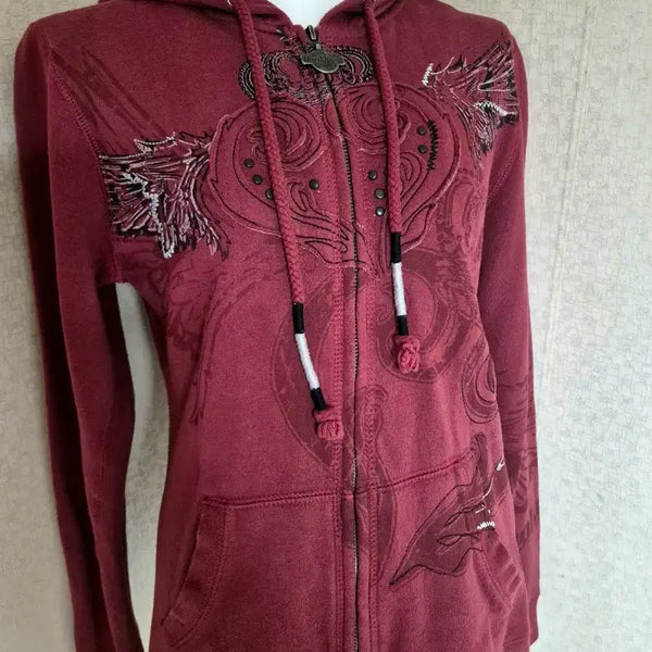 [BUNJANG] Hard Rock Cafe Red Patch Printing Hoodie / Hard Rock Cafe 하드 락 카페 레드 패치 프린팅 후드집업