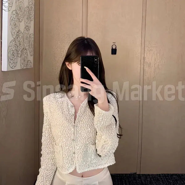 [BUNJANG] Beading Sequin Cardigan Jacket / [빠른발송] 비딩 스팽글 가디건 자켓 여름가디건 아우터