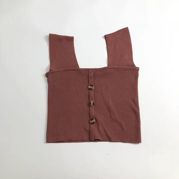 [BUNJANG] Corduroy Button Ribbed Sleeveless Top / 골덴단추 골지 민소매